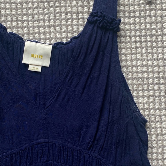 Navy Textured Tank with Ruffles - Picture 3 of 6